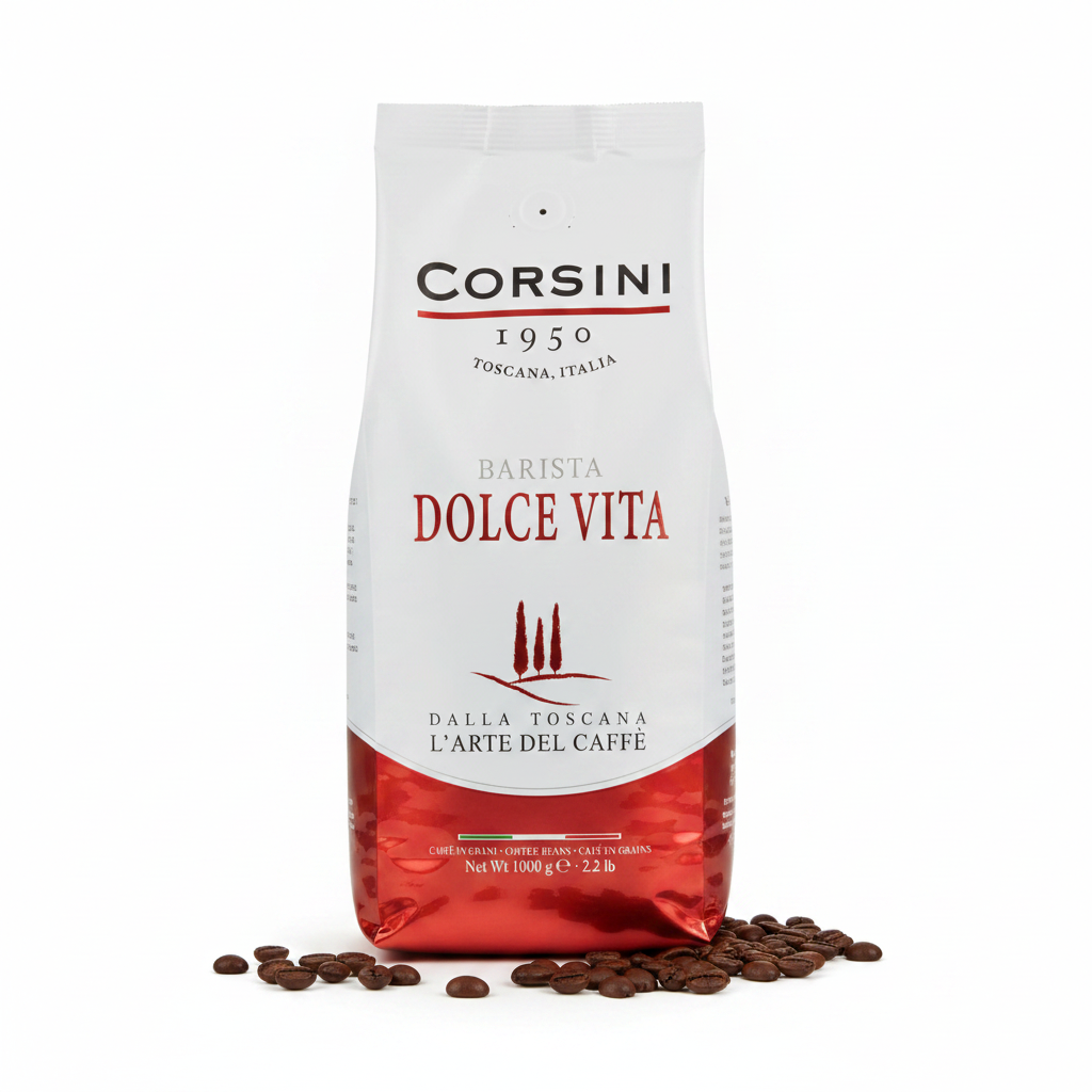 Caffè Corsini Barista Dolce Vita productfoto witte achtergrond